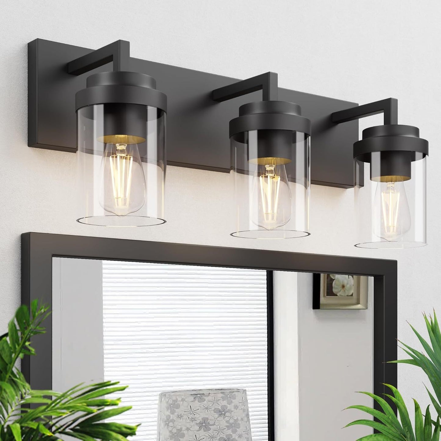 Pyros Farmhouse Clear Glass Cylinder Vanity Wall Light