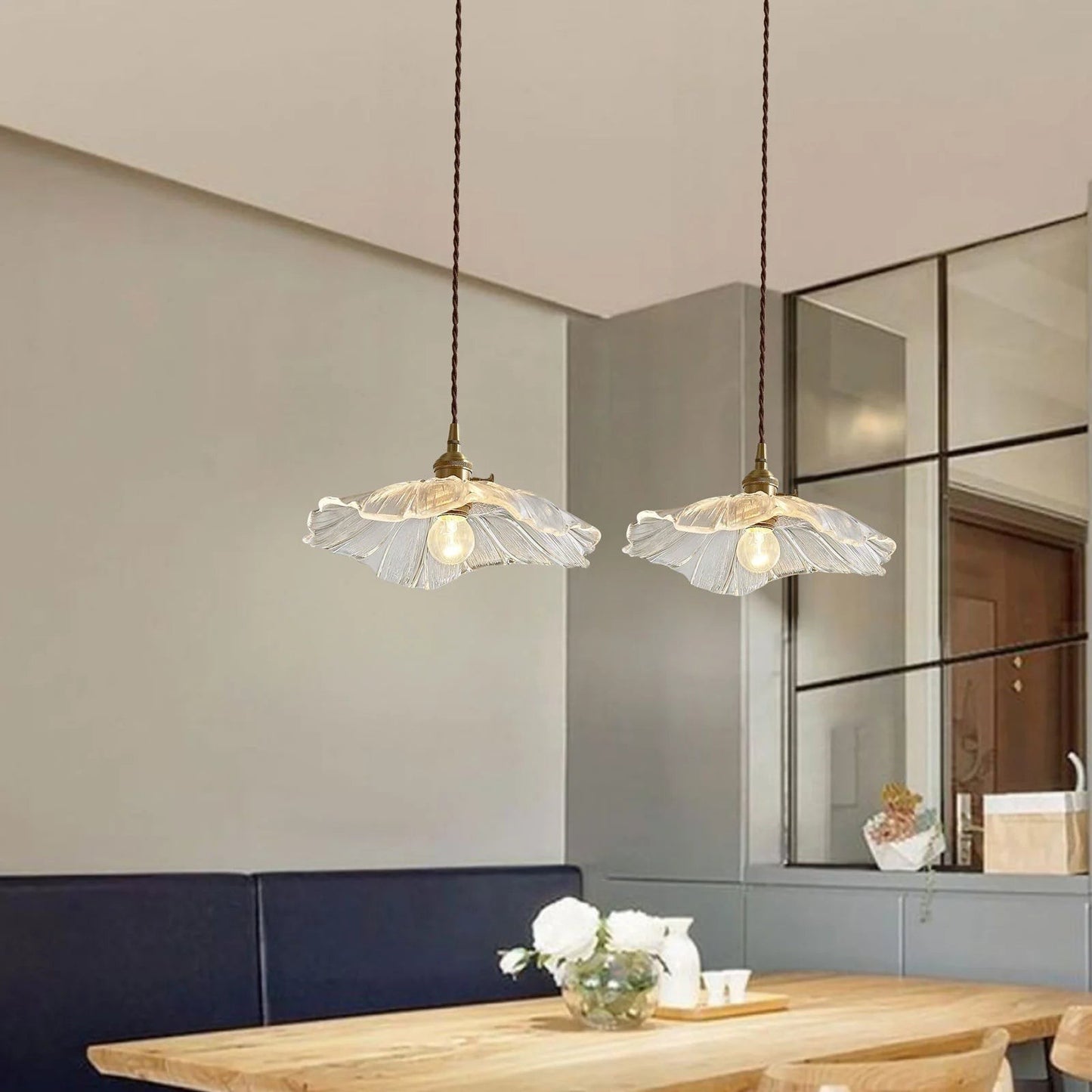 Callista Retro Lotus Creative Glass Pendant Light
