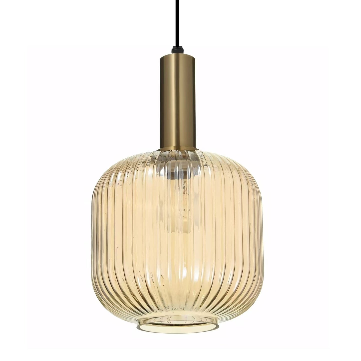 Zarek Lantern Shape Vertical Striped Stained Glass Pendant Light