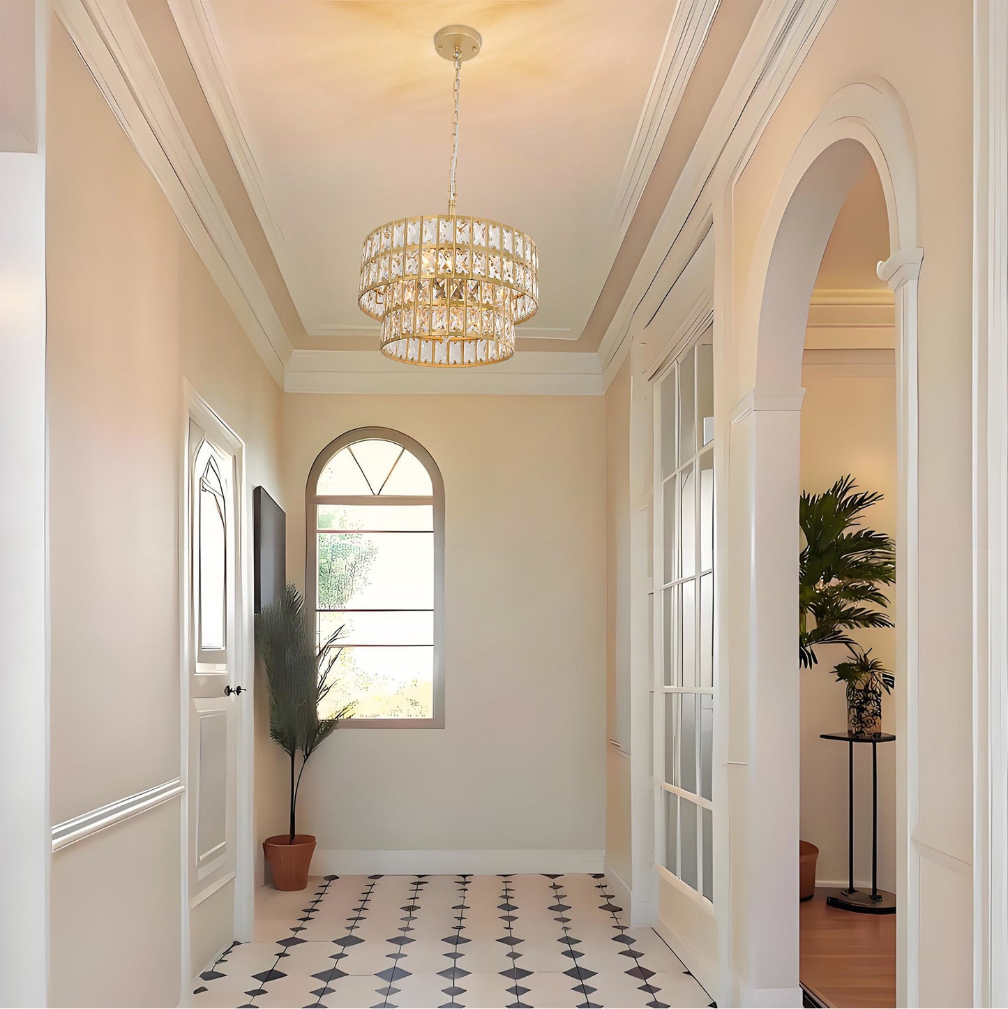Gracie Luxurious Double Drum Crystal Chandelier