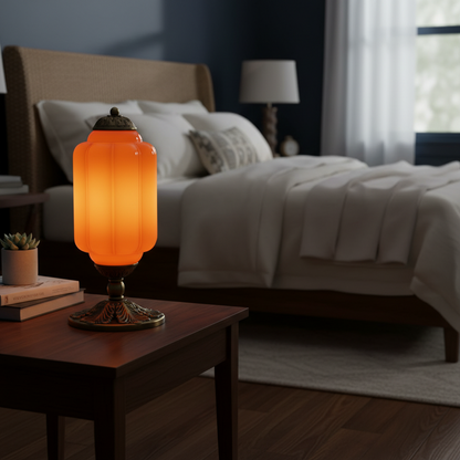 Nexos French Retro Cream Glass Textured Eloise Table Lamp