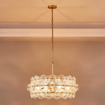 AuroraLux Gold-leaf Round Glass Chandelier
