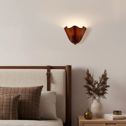 Kyrintha Mid-Century Skirt Shell Glass Fazzo Petalia Wall Sconce