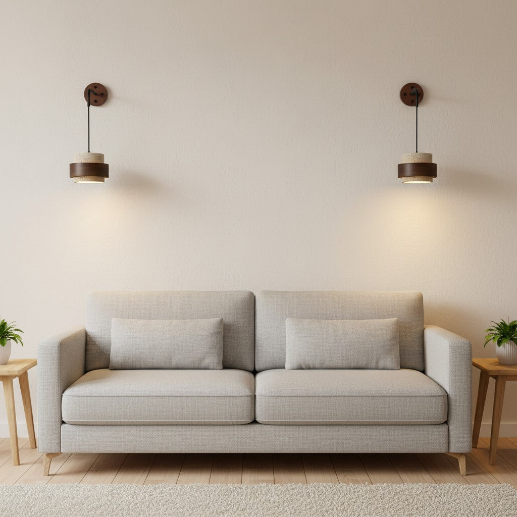 Timothy Wabi Sabi Natural Cylindrical Travertine Wall light