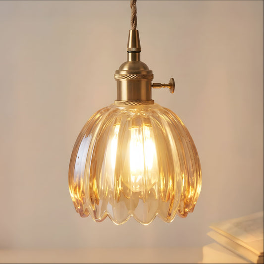 Ivana Retro Copper and Glass Tulip Pendant Light