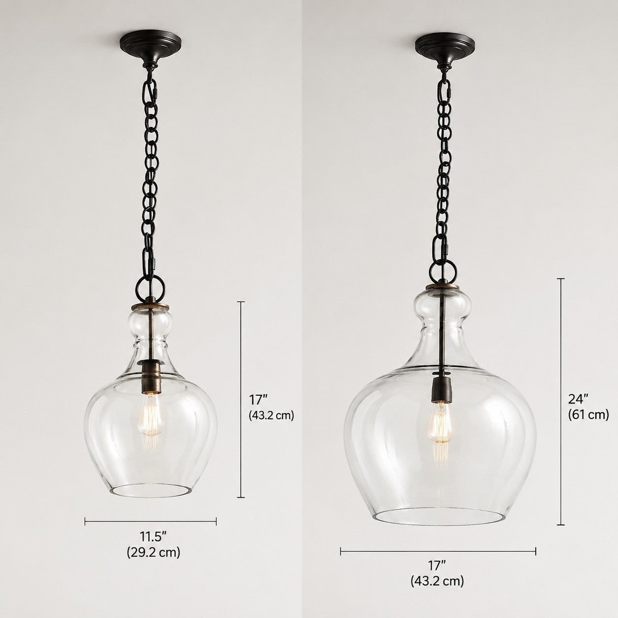 Yates Industrial Clear Glass Pendant Light