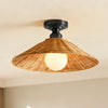 Vaelon Farmhouse Cone Rattan Ceiling Light