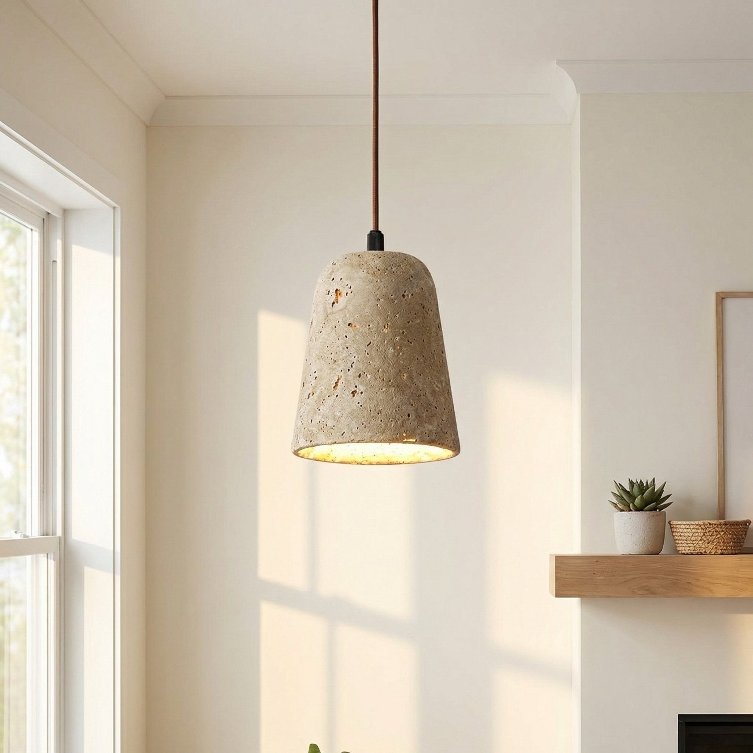 Bowen Wabi-Sabi Mini Travertine Pendant Light