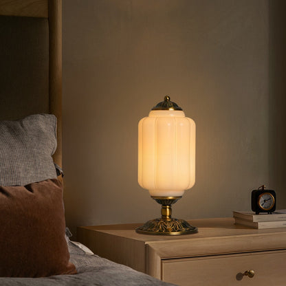Nexos French Retro Cream Glass Textured Eloise Table Lamp