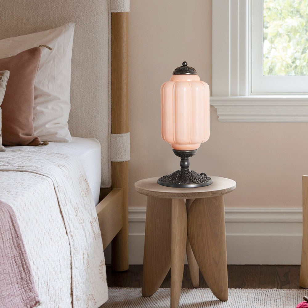 Nexos French Retro Cream Glass Textured Eloise Table Lamp