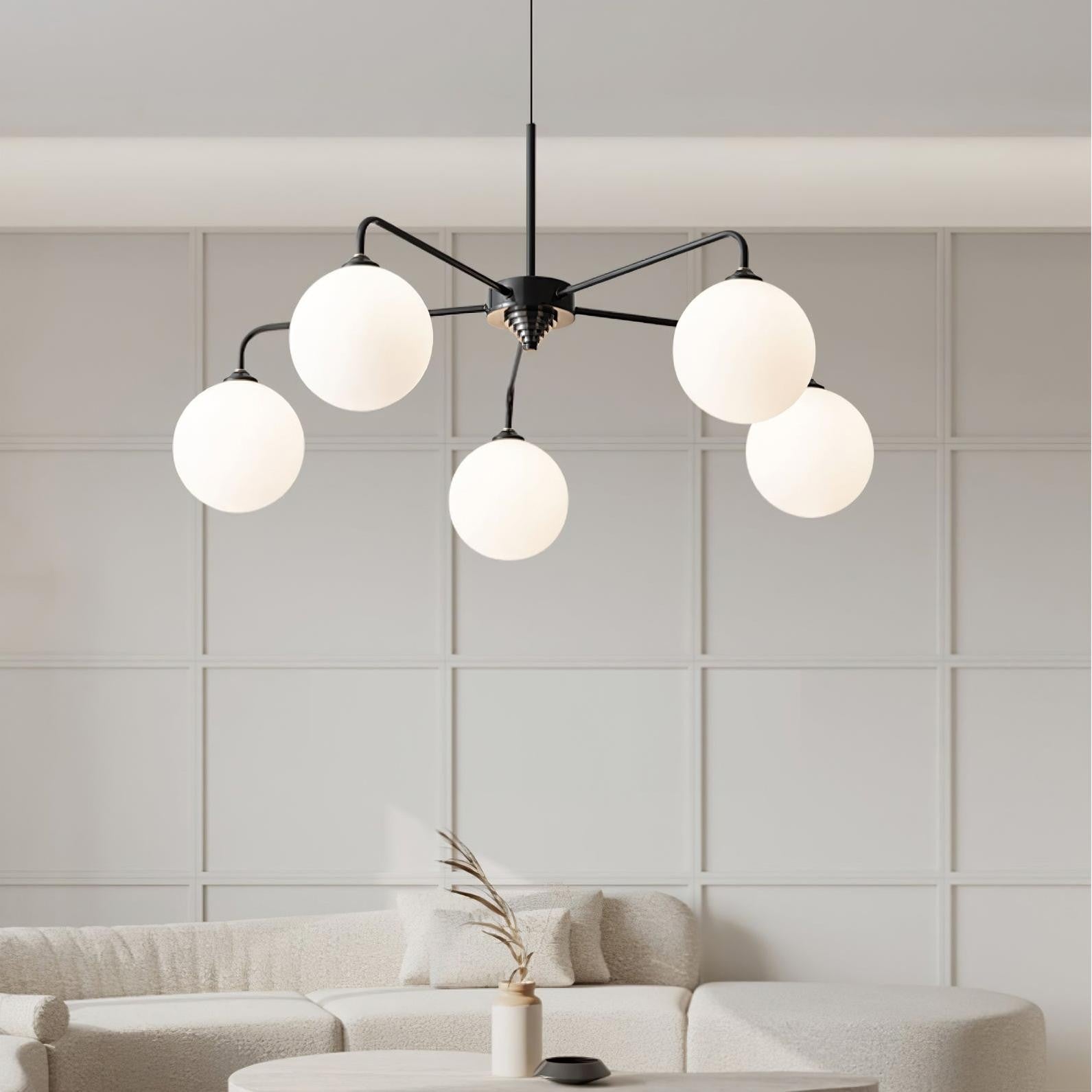 Maytoni Modern 5 Lights White Glass Globe Chandelier