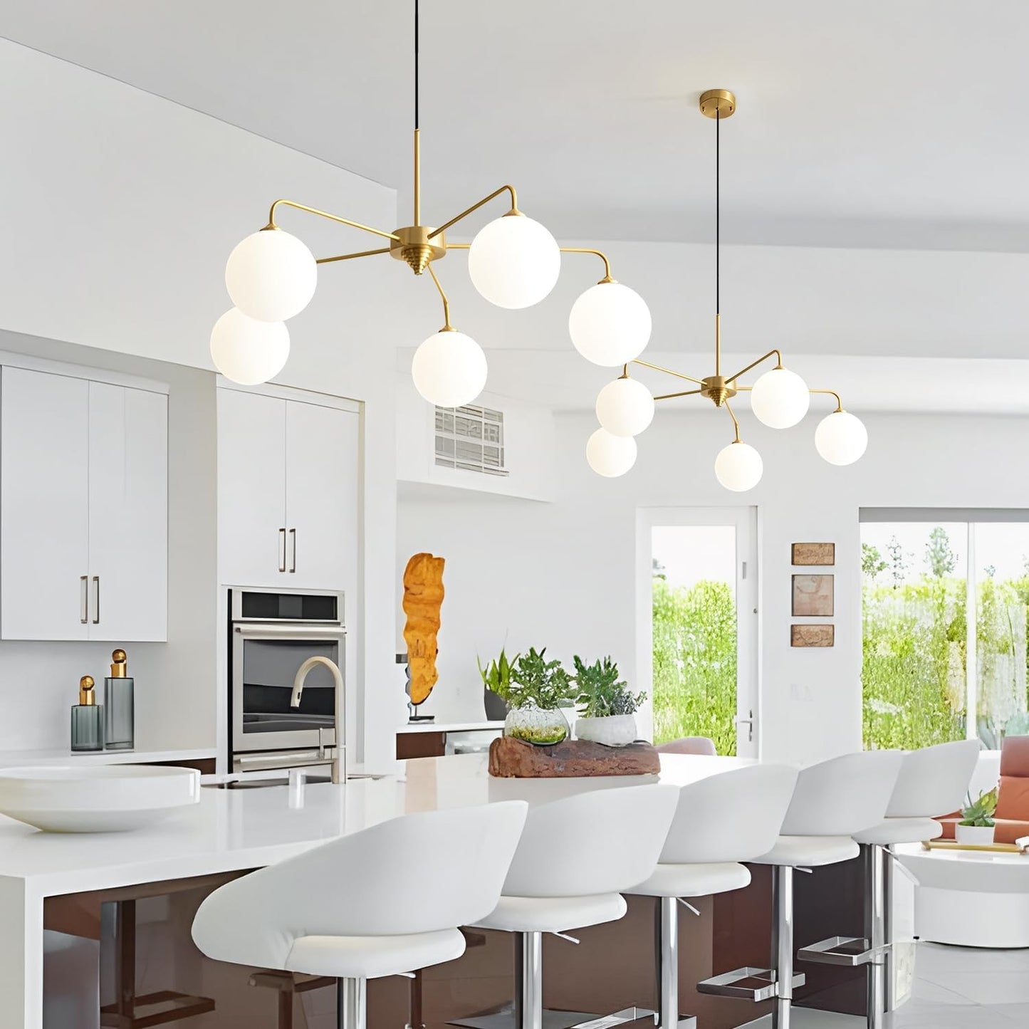 Maytoni Modern 5 Lights White Glass Globe Chandelier