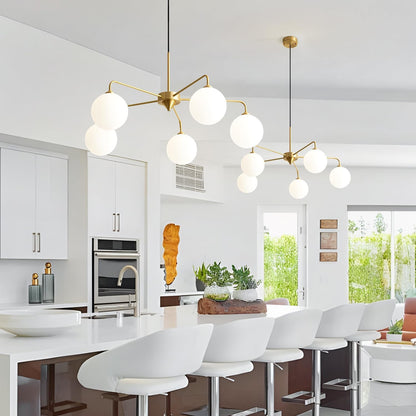 Maytoni Modern 5 Lights White Glass Globe Chandelier