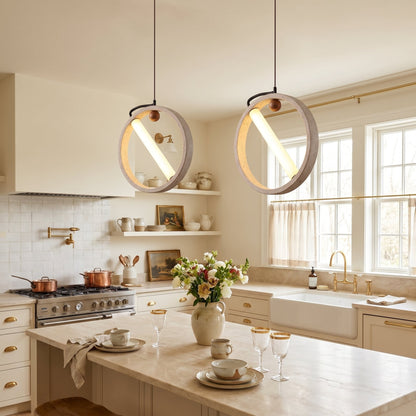 Conlan Japanese Travertine Circular Pendant Light