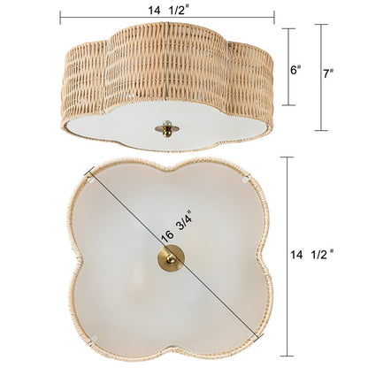 Zardo Coastal Boho Style Rattan Lamp Shade Flush Mount Ceiling Light