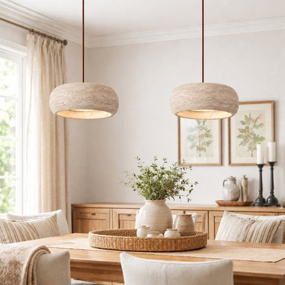 Veloria Scandinavian Travertine Round Pendant Light