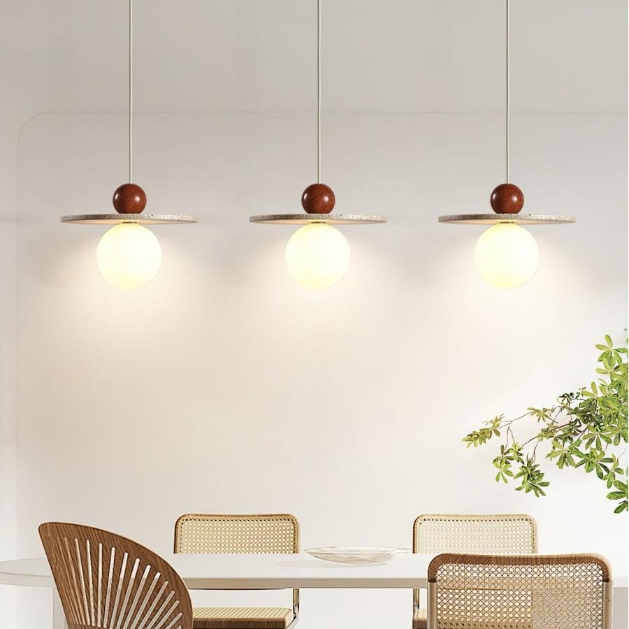 Jeremiah Cream Style Flying Disc Travertine Pendant Light