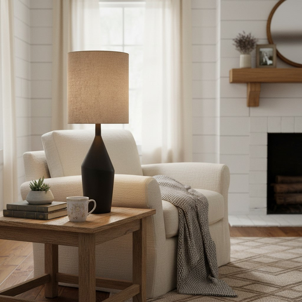 Daphne Vintage Ceramic Linen Shade Table Lamp