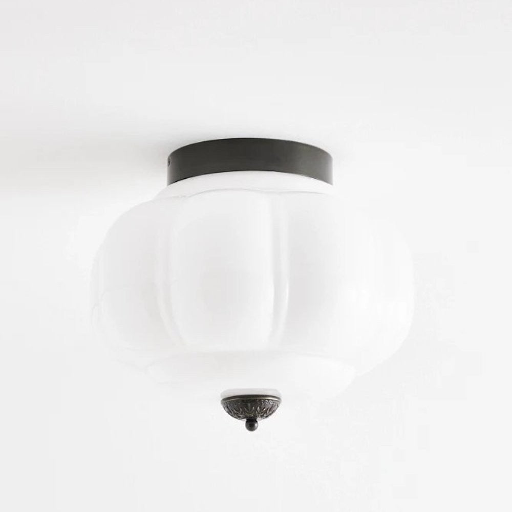 Ozita Retro Milk Glass Semi Flush Mount Eloise Ceiling Light
