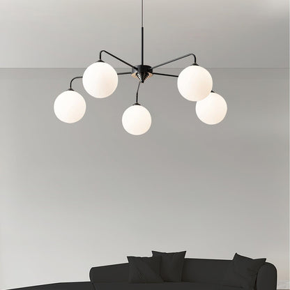 Maytoni Modern 5 Lights White Glass Globe Chandelier