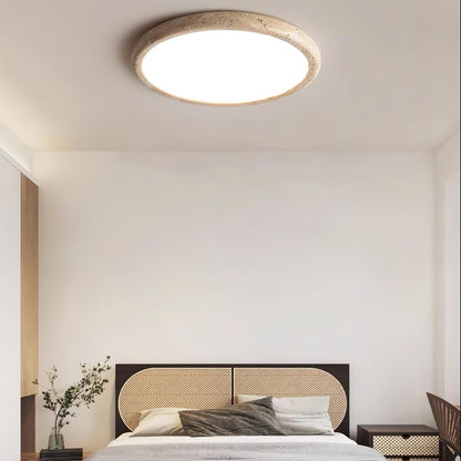 Tatum Modern Travertine Disc LED Ceiling Light