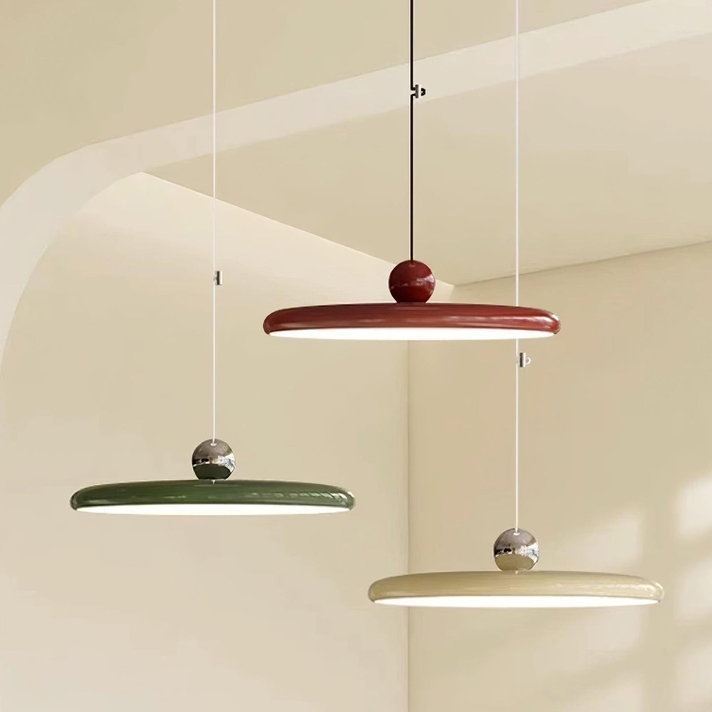 Delphin Colorful Swing Arm Flying Saucer Pendant Light