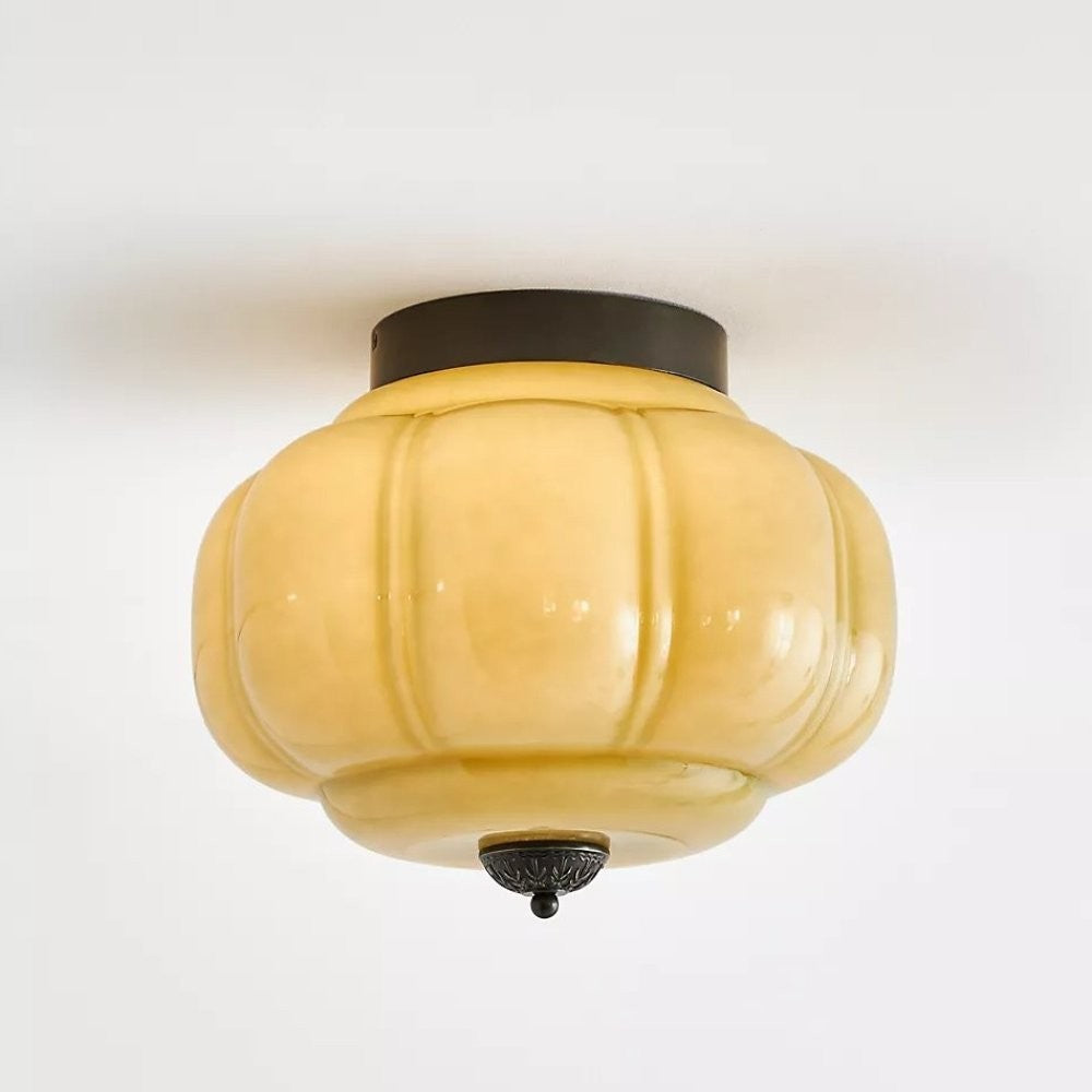 Ozita Retro Milk Glass Semi Flush Mount Eloise Ceiling Light