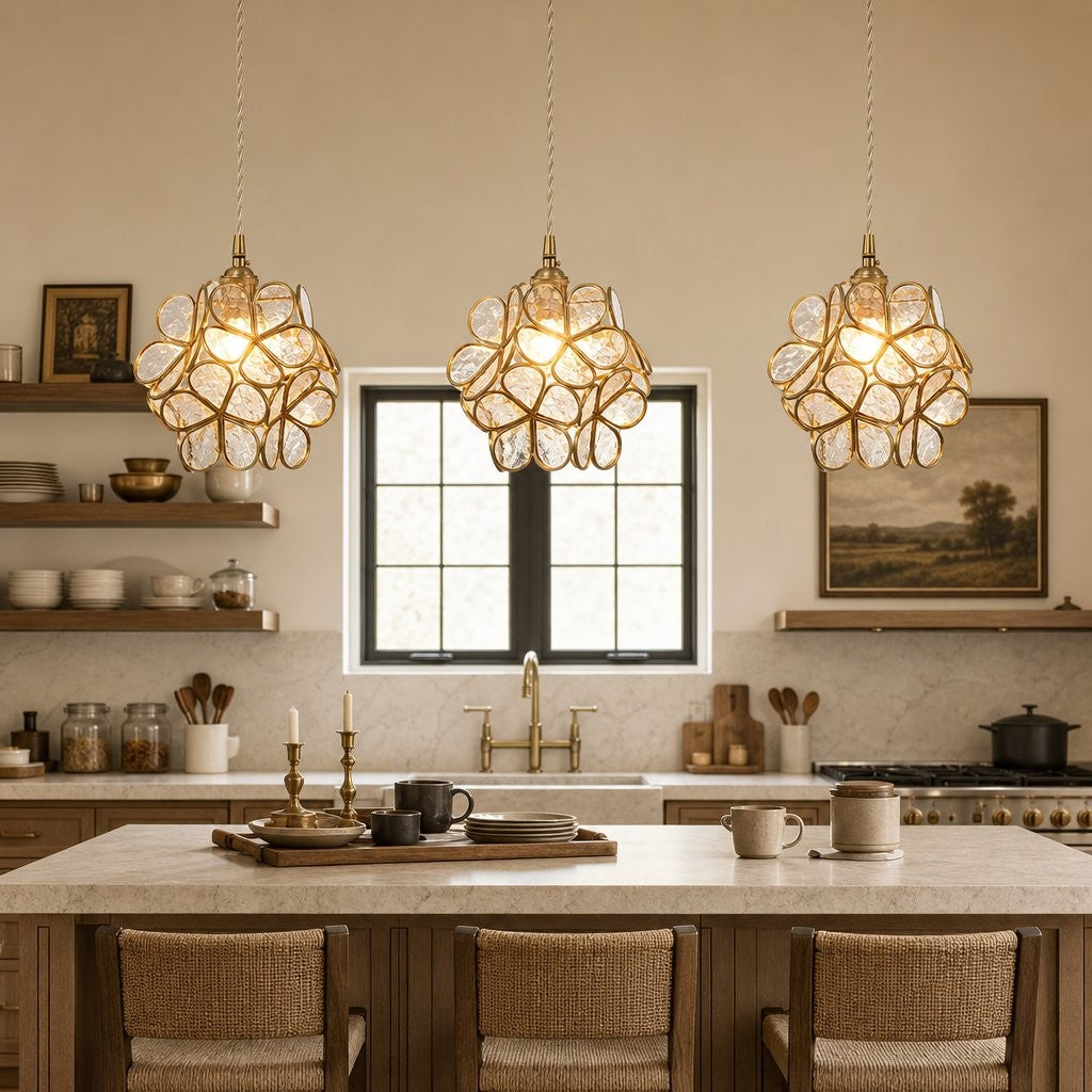 Viviana French Country Glass Petal Pendant Lights
