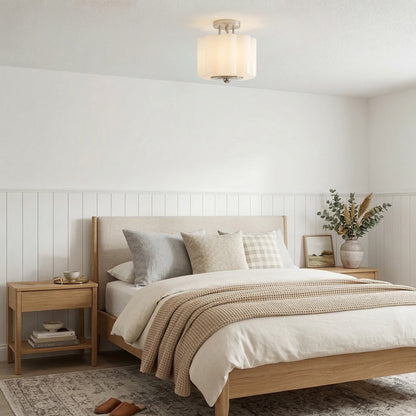 Hanahs Farmhouse Milk Glass Scalloped Shade Ceiling Light