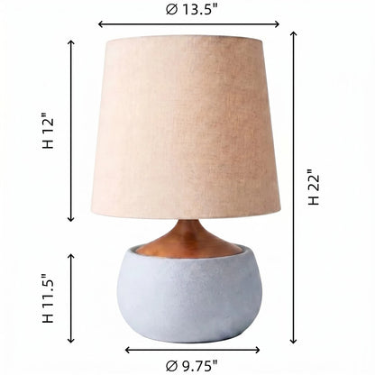 Velmira Mid-Century textile lamp shade Cement Table Light