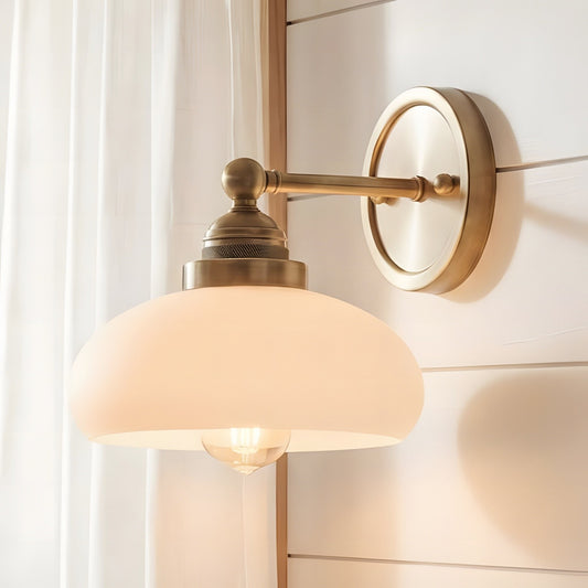 Alberta Bauhaus Milk White Glass Wall Sconce