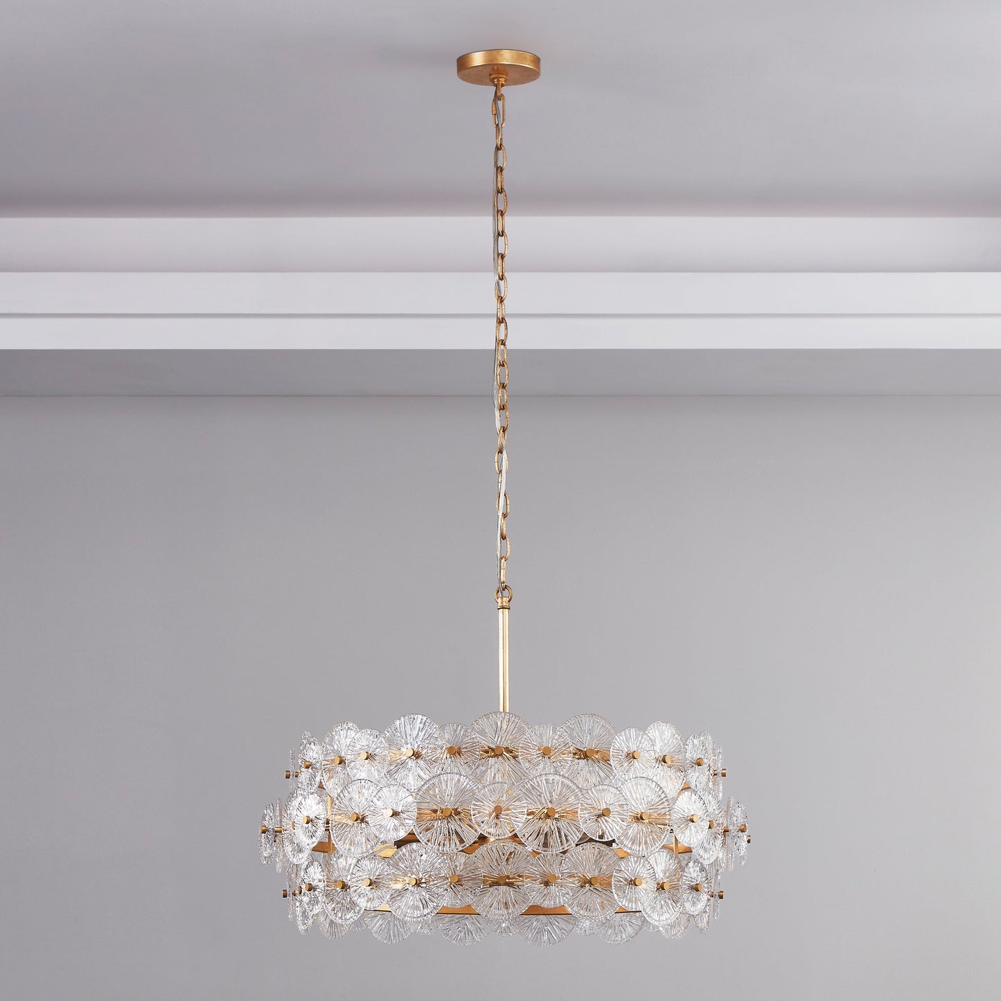 AuroraLux Gold-leaf Round Glass Chandelier
