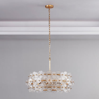 AuroraLux Gold-leaf Round Glass Chandelier