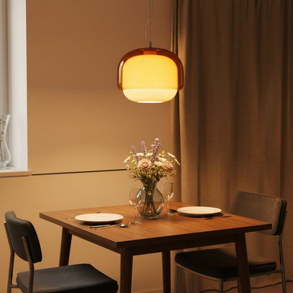 Vexlynn Scandinavian Round Dual-Layer Tinted Glass Pendant Light