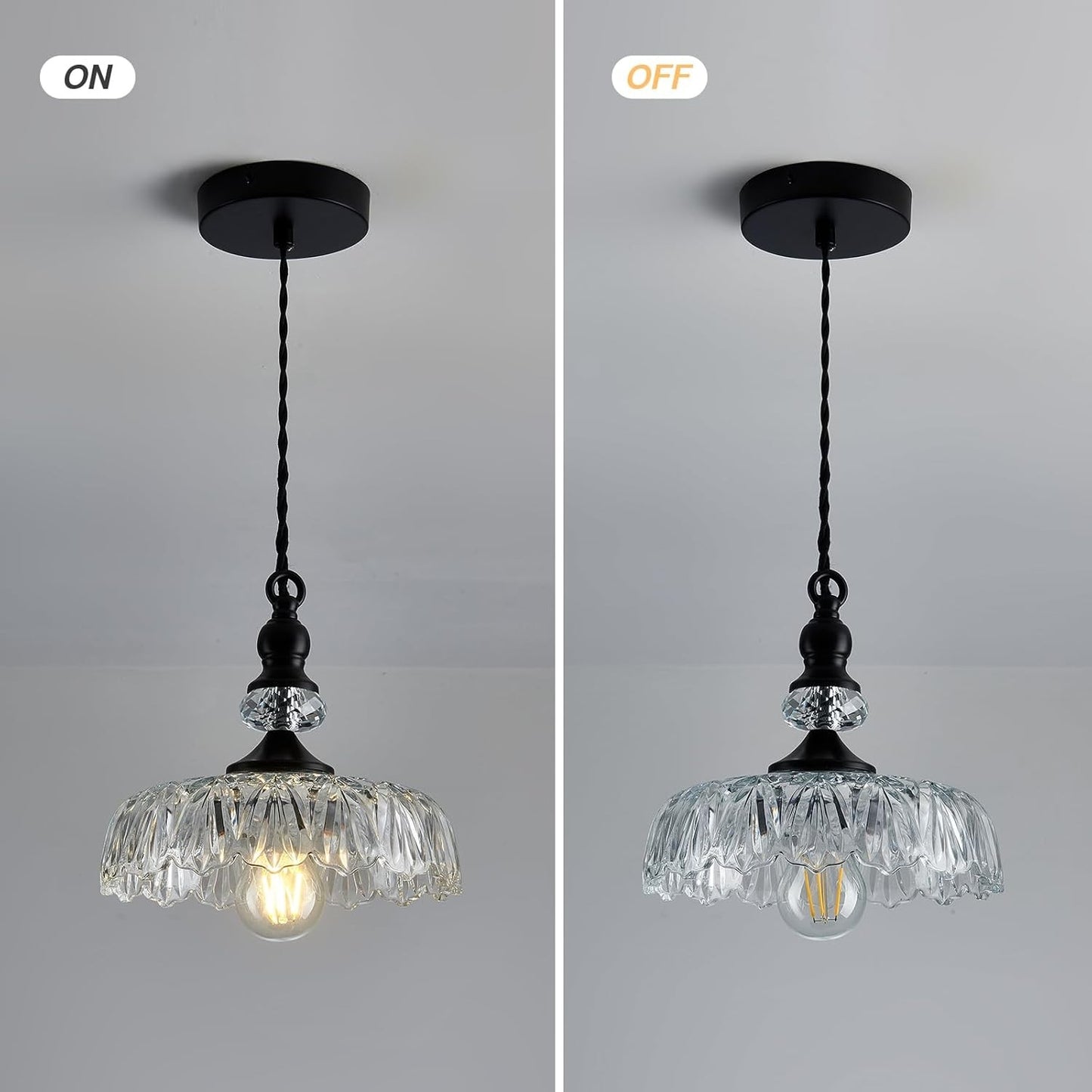 Jaime Antique Brass and Glass Flower Pendant Light
