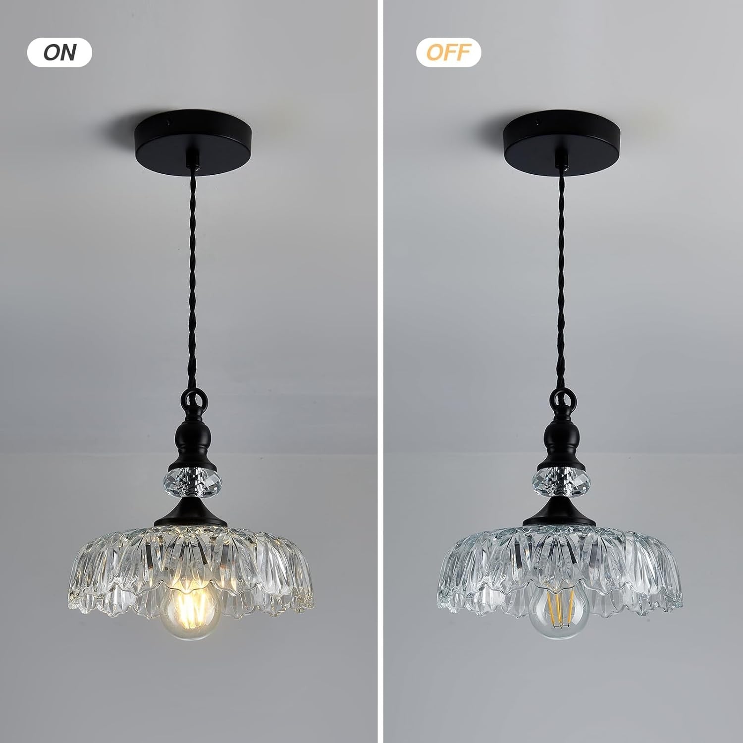 Jaime Antique Brass and Glass Flower Pendant Light