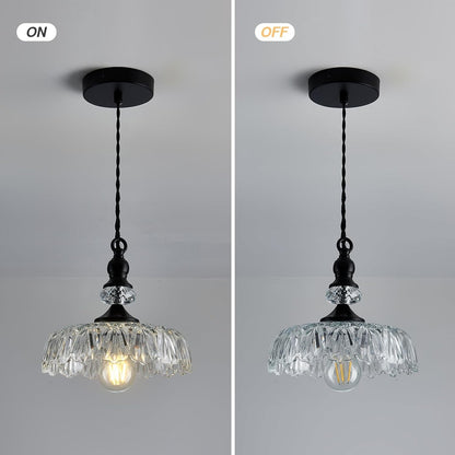 Jaime Antique Brass and Glass Flower Pendant Light