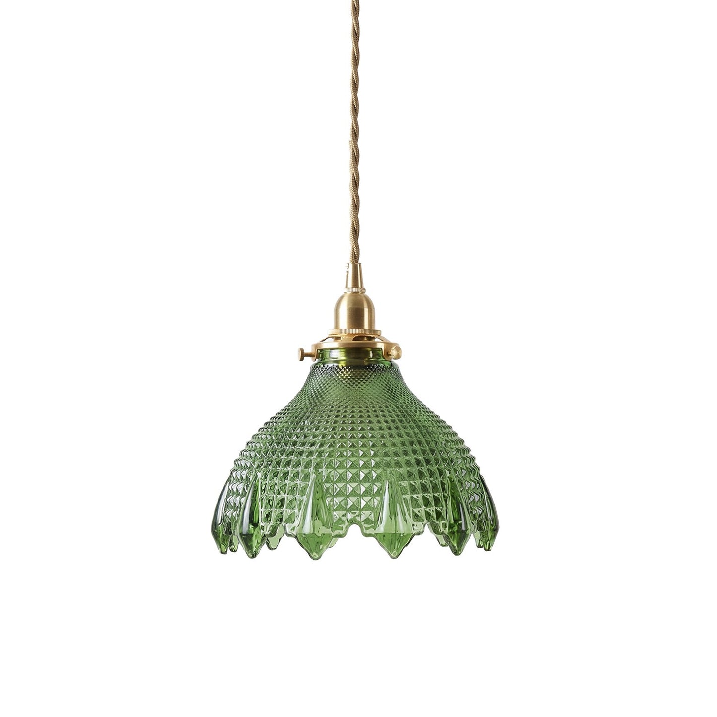 Gyran Retro Brass Lace Glass Pendant Light
