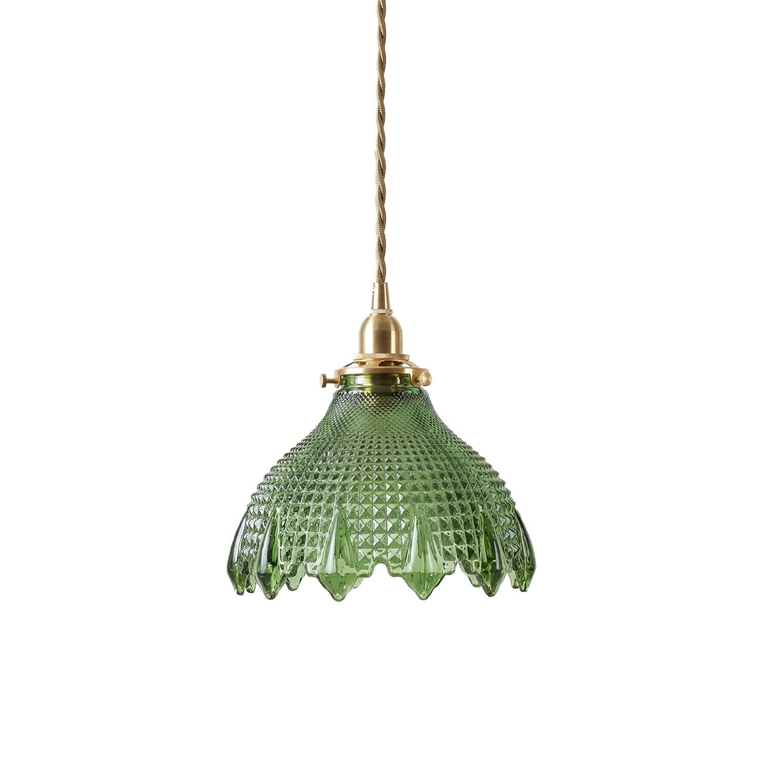 Gyran Retro Brass Lace Glass Pendant Light