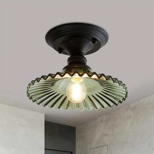 Zorath Small Black Metal Textured Glass Ceiling Light