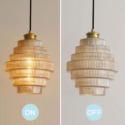Kaelyn Bottle Shade Stained Striped Glass Pendant Light
