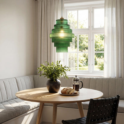 Kaelyn Bottle Shade Stained Striped Glass Pendant Light
