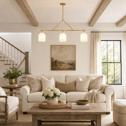 Drilon Elegant Brass Cylinder Shade 3-Light Chandelier