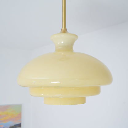 Derwent Bauhaus Cream Yellow Glass Pendant Light