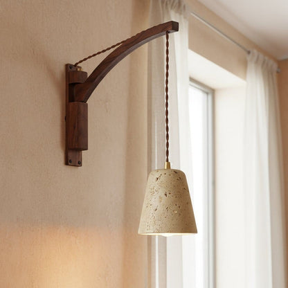 Josiah Modern Solid Wood Travertine Wall Lamp