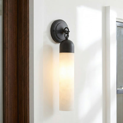 Morgan Minimalist Cylindrical Glass or Alabaster Wall Light