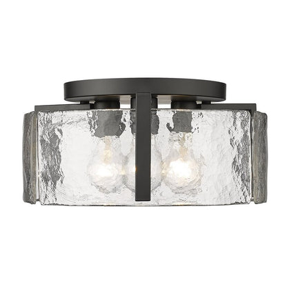 Ozu Modern Water Ripple Glass Drum Flush Mount Light
