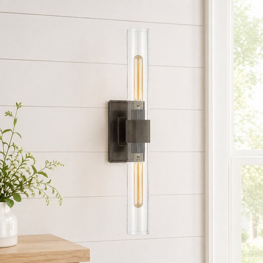 Zinnia Glass Tube Double Wall Mounted Light