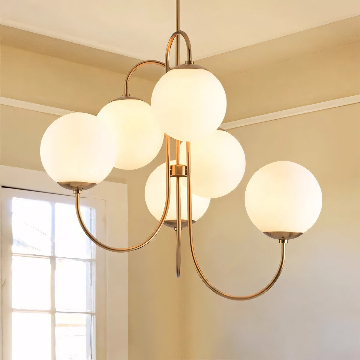 Vekton Vintage Glass Globe Gooseneck Chandelier