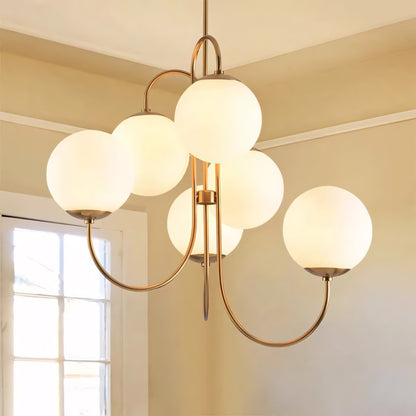 Vekton Vintage Glass Globe Gooseneck Chandelier